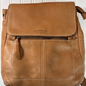 American Leather Co. Tan Leather Backpack Purse